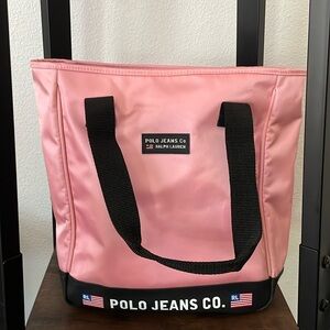 Ralph Lauren Pink and Black Polo Jeans Co. Tote